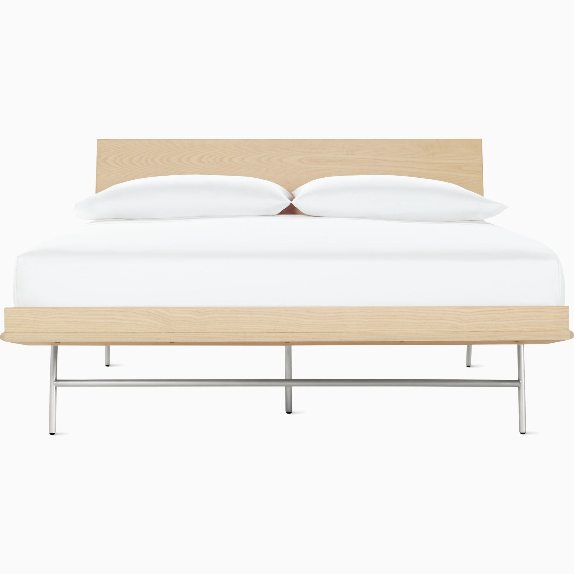 Nelson Thin Edge Bed - H Frame Legs Beds herman miller Full Size Veneer Headboard White Ash Frame Finish