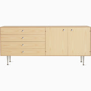 Nelson Thin Edge Buffet storage herman miller Silver Aluminum Pulls White Ash Case Finish + $359.00 Unfinished (Matte Black) Back