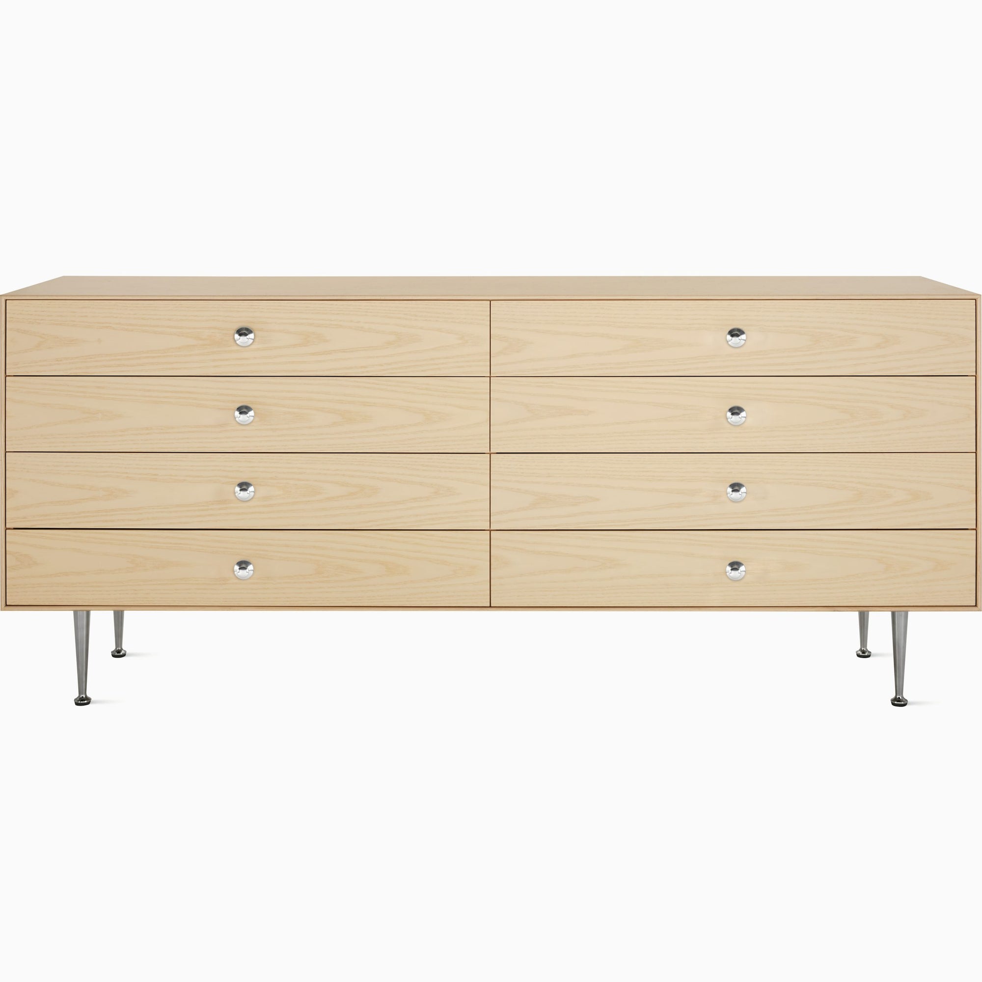 Nelson Thin Edge Double Dresser storage herman miller Silver Aluminum Alloy Pulls White Ash - Matching Finished Back +$516.80 