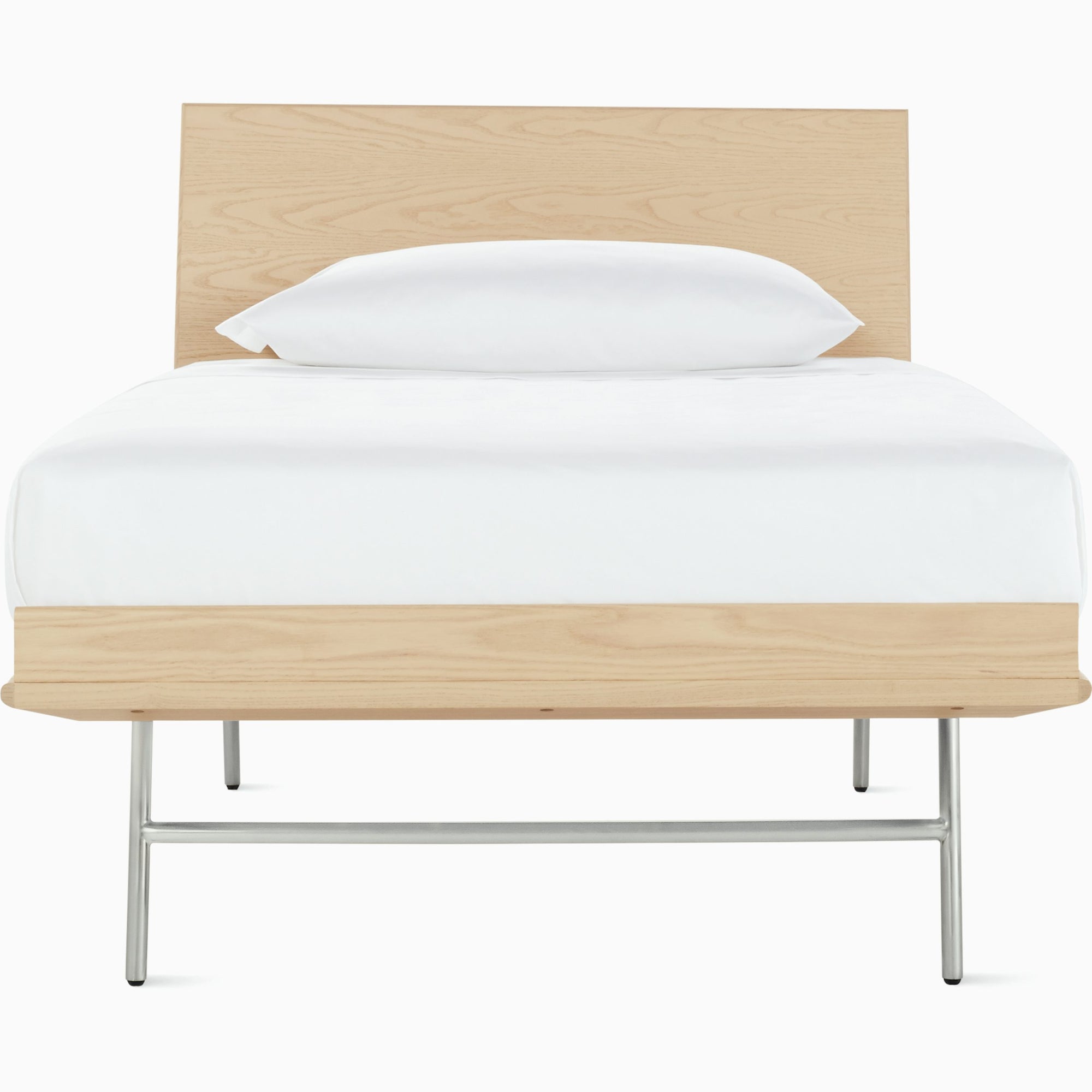 Nelson Thin Edge Bed - H Frame Legs Beds herman miller Twin Size Veneer Headboard White Ash Frame Finish