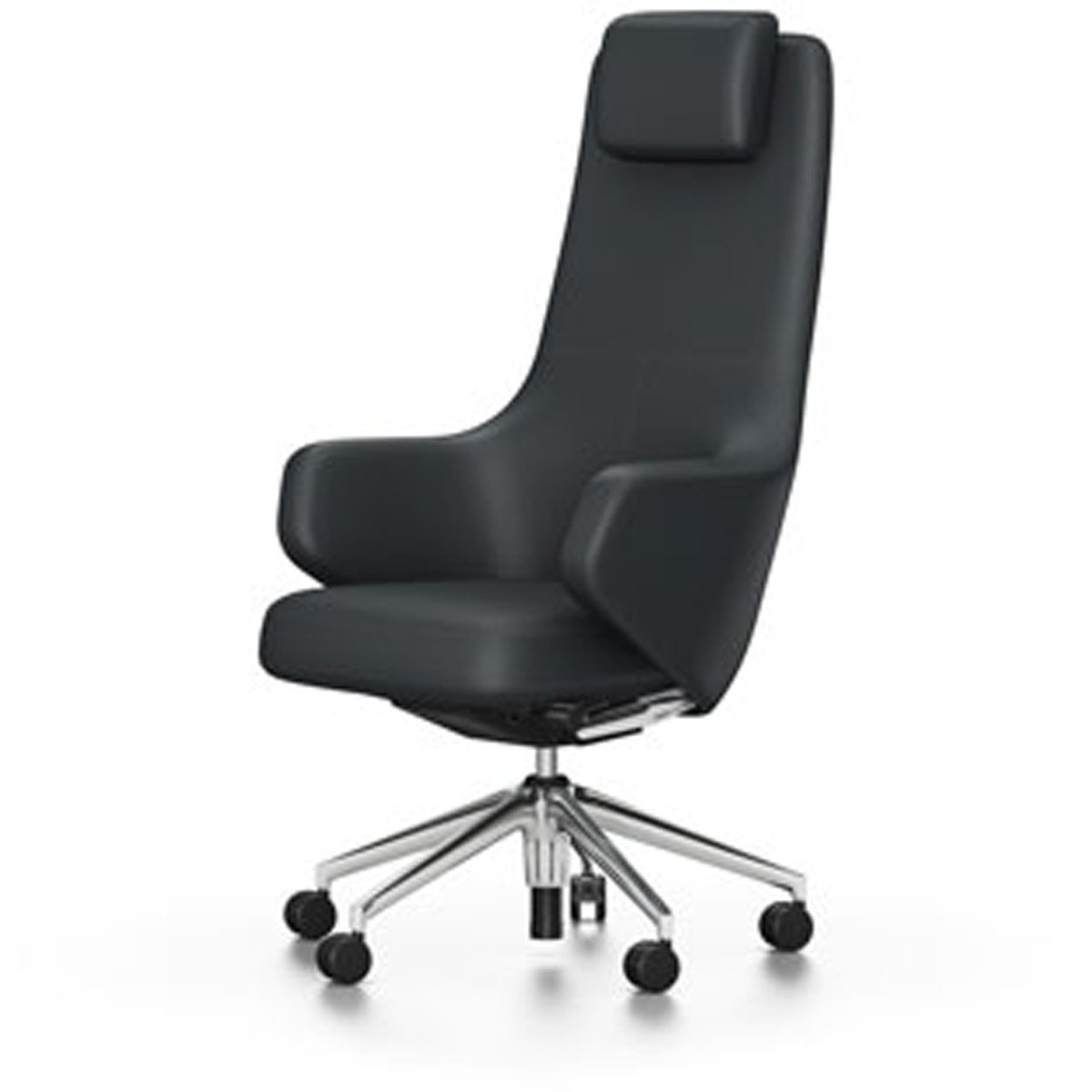 Grand executive highback chair task chair Vitra Leather - Asphalt Hard castors for carpet 