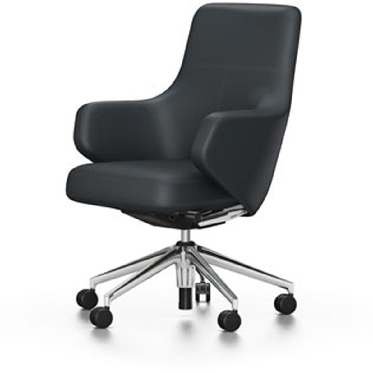 Grand Executive Lowback Chair task chair Vitra Leather - Asphalt Hard castors for carpet 