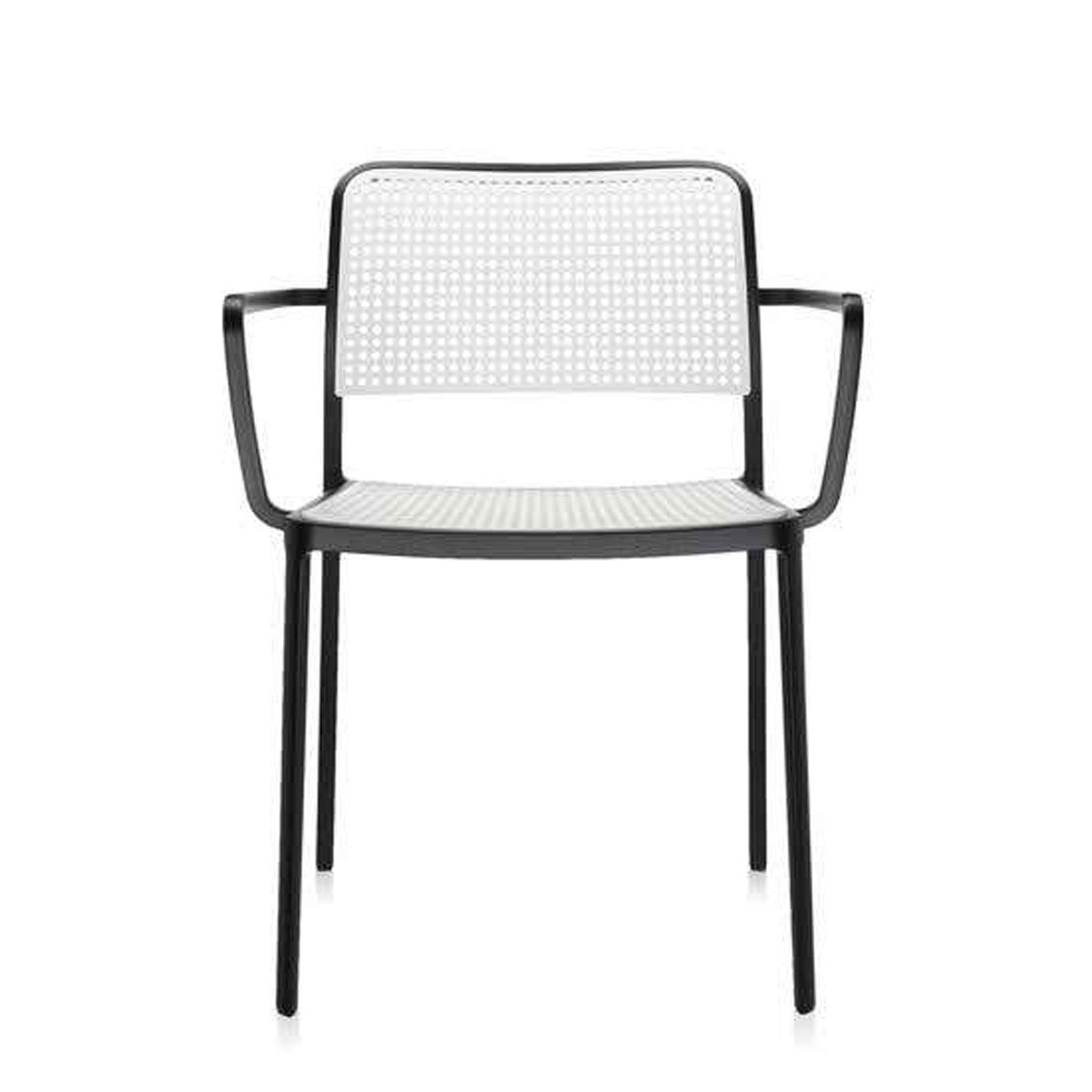 Audrey Armchair Side/Dining Kartell Black Painted Frame/White Seat & Back 