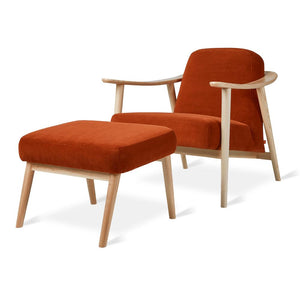 Baltic Chair & Ottoman Chairs Gus Modern Velvet Russet Ash Natural 