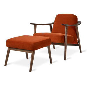 Baltic Chair & Ottoman Chairs Gus Modern Velvet Russet Walnut 