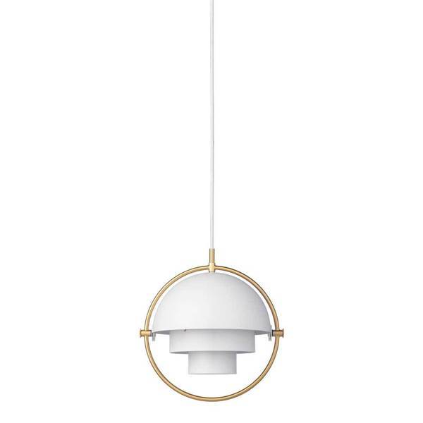 Multi-Lite Pendant Light- Small hanging lamps Gubi Brass Base/White Semi Matt 