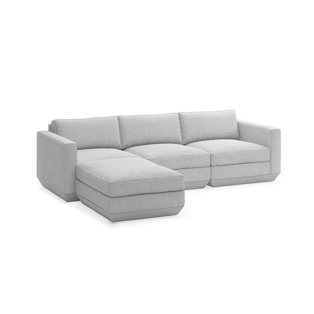 Podium 4PC Sectional Sofa Gus Modern Bayview Silver Left Facing 