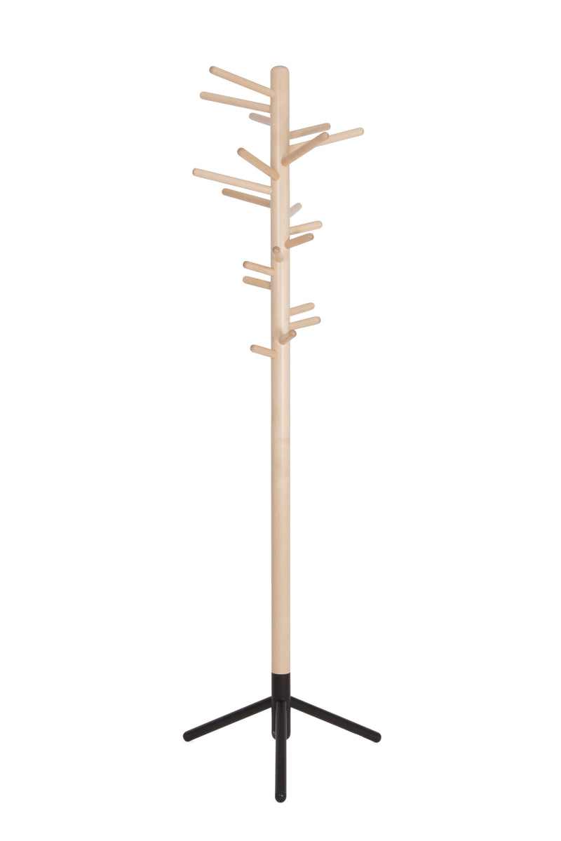 Clothes Tree 160 Coat Rack Coat Hooks Artek natural birch - black metal base 