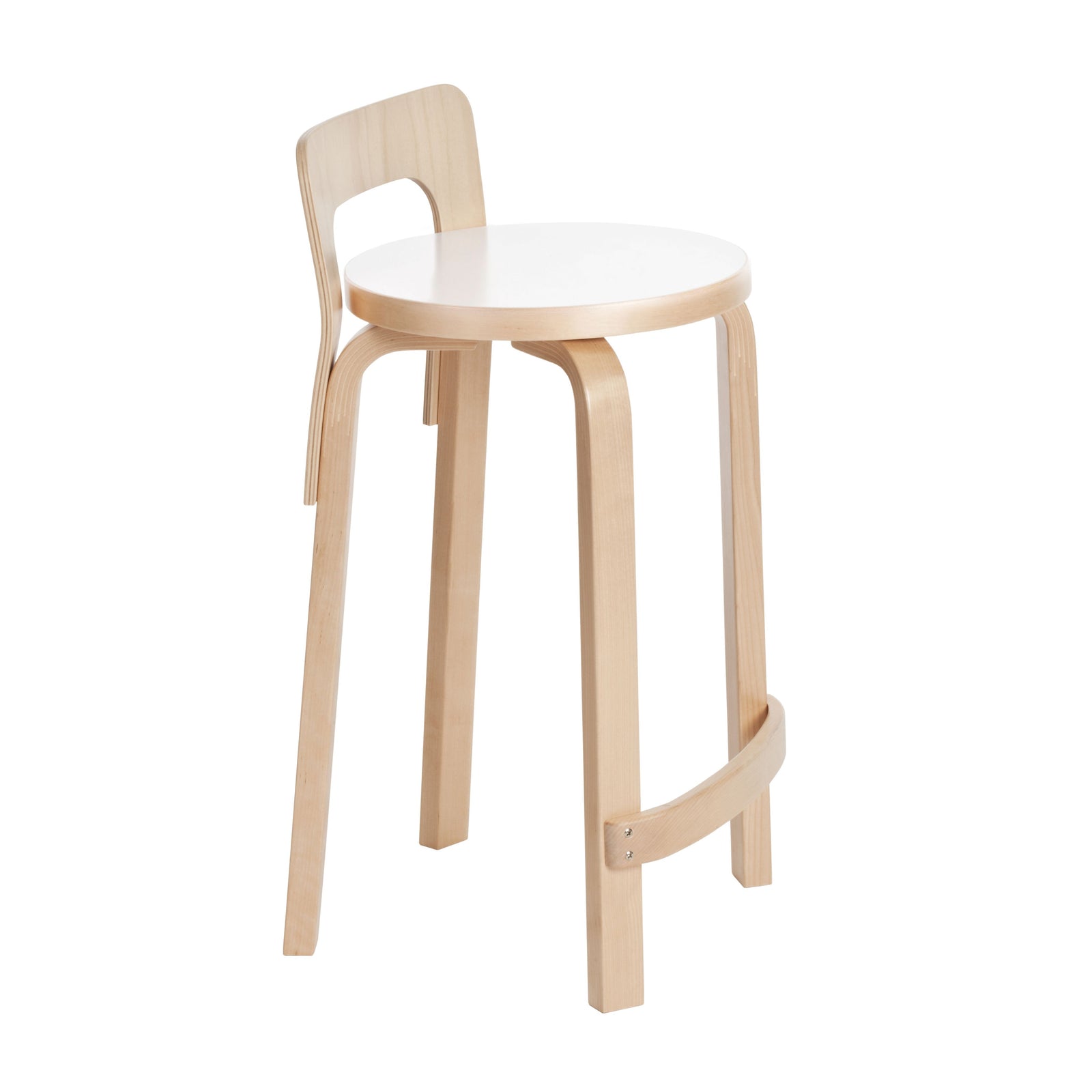 Stool High Chair K65 Stools Artek Seat IKI White HPL, Edge Natural Birch 