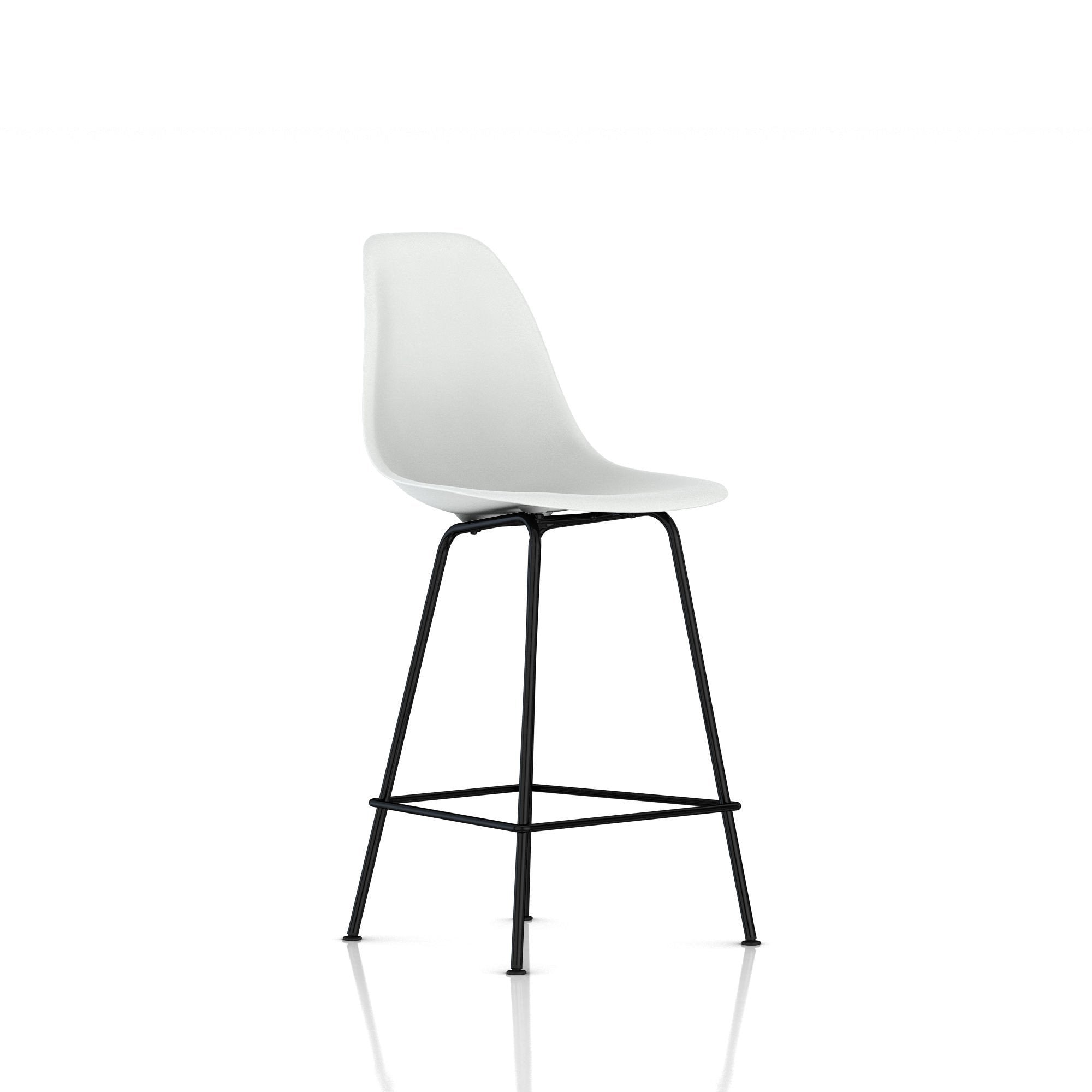 Eames Molded Plastic Counter Stool bar seating herman miller Black Base Frame Finish Alpine Standard Glide