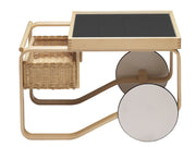Tea Trolley 900 Carts / Trolleys Artek Natural Frame/Black Ceramic Tiles 