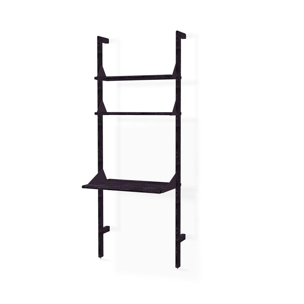 Branch-1 Shelving Unit w/ Desk Shelves Gus Modern Black Uprights / Black Brackets / Blonde Ash Shelves 