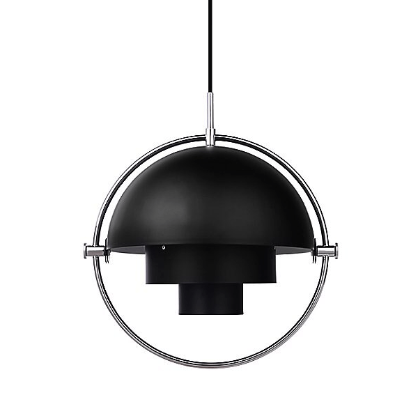 Multi-Lite Pendant Light hanging lamps Gubi Black with chrome ring 