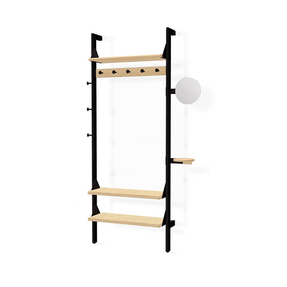 Branch-1 Entryway Unit Shelves Gus Modern Black Uprights / Black Brackets / Blonde Shelves 