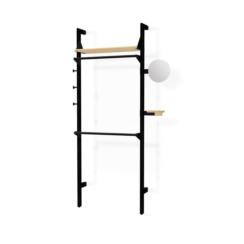 Branch-1 Wardrobe Unit Shelves Gus Modern Black Uprights / Black Brackets / Blonde Shelves 