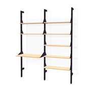 Branch-2 Shelving Unit w/ Desk Shelves Gus Modern Black Uprights / Black Brackets / Blonde Ash Shelves 
