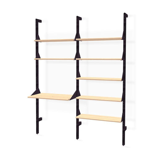 Branch-2 Shelving Unit w/ Desk Shelves Gus Modern Black Uprights / Black Brackets / Blonde Ash Shelves 