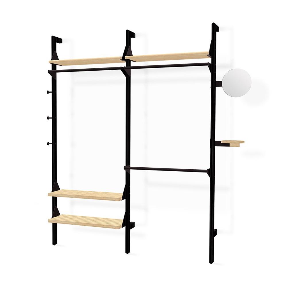 Branch-2 Wardrobe Unit Shelves Gus Modern Black Uprights / Black Brackets / Blonde Shelves 