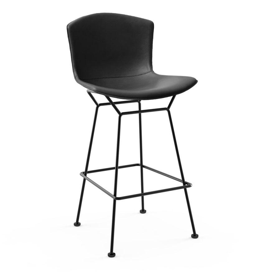 Bertoia Leather Covered Stool Stools Knoll Bar Height Black Leather Black