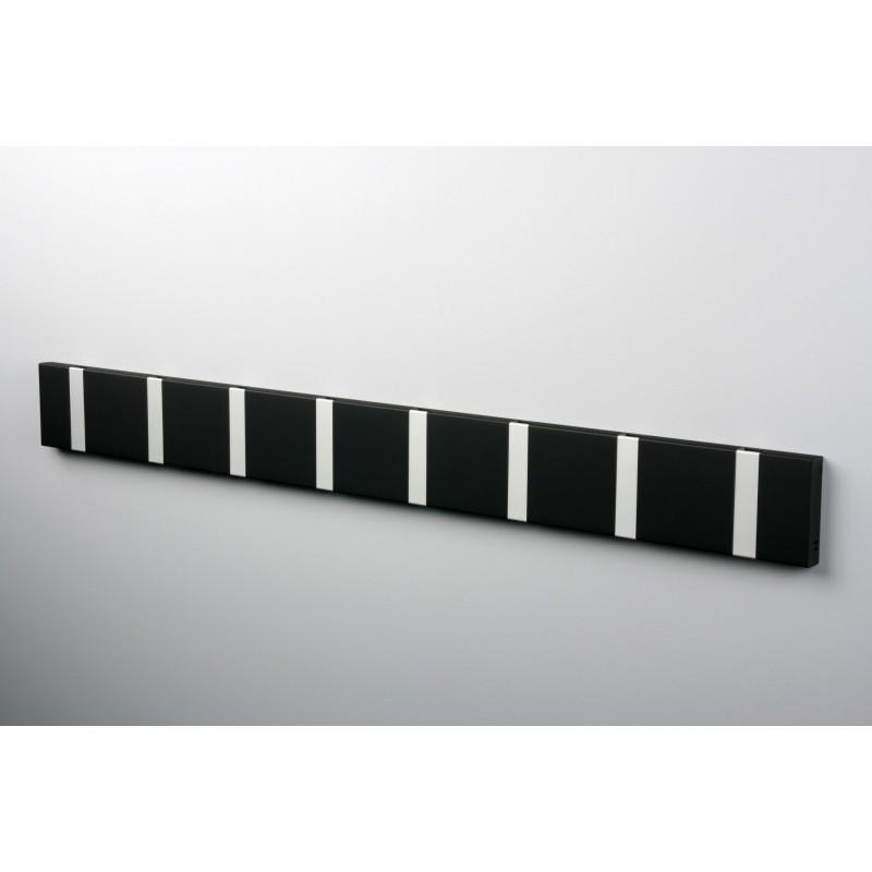 Knax Horizontal Colored Coat Hook Coat Hooks Loca 8 hooks Aluminum Soft Black