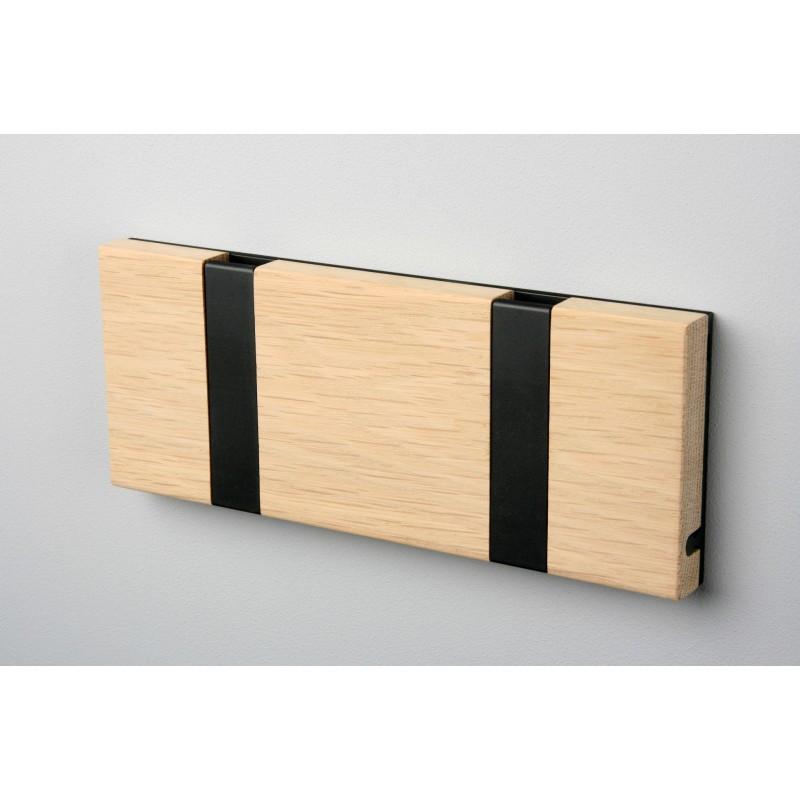 Knax Horizontal Wood Coat Hook Coat Hooks Loca oak soaped 2 hook Black