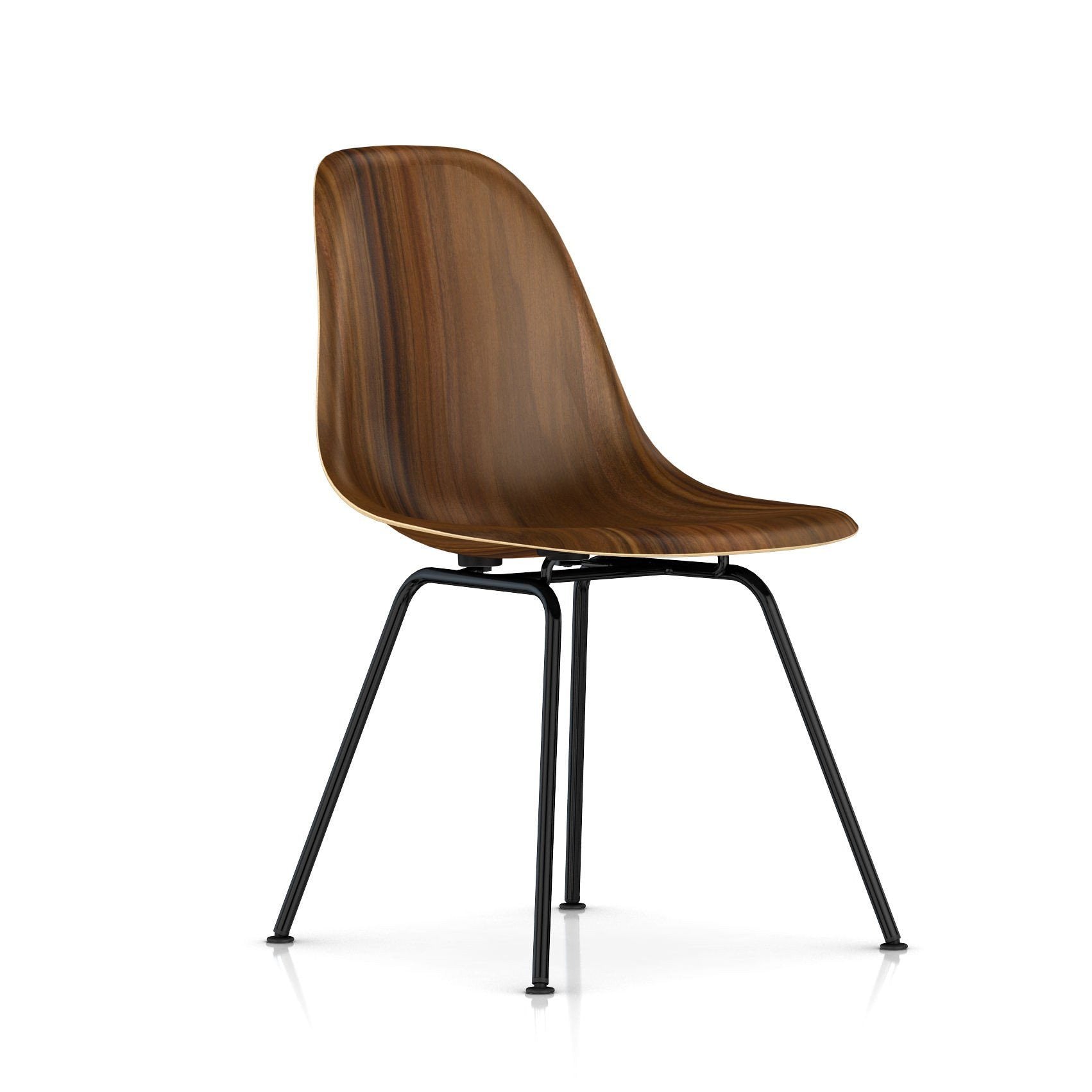 Eames Molded Wood Side Chair - 4-Leg Base Side/Dining herman miller Black Base Frame Finish Santos Palisander Seat and Back + $250.00 Standard Glide