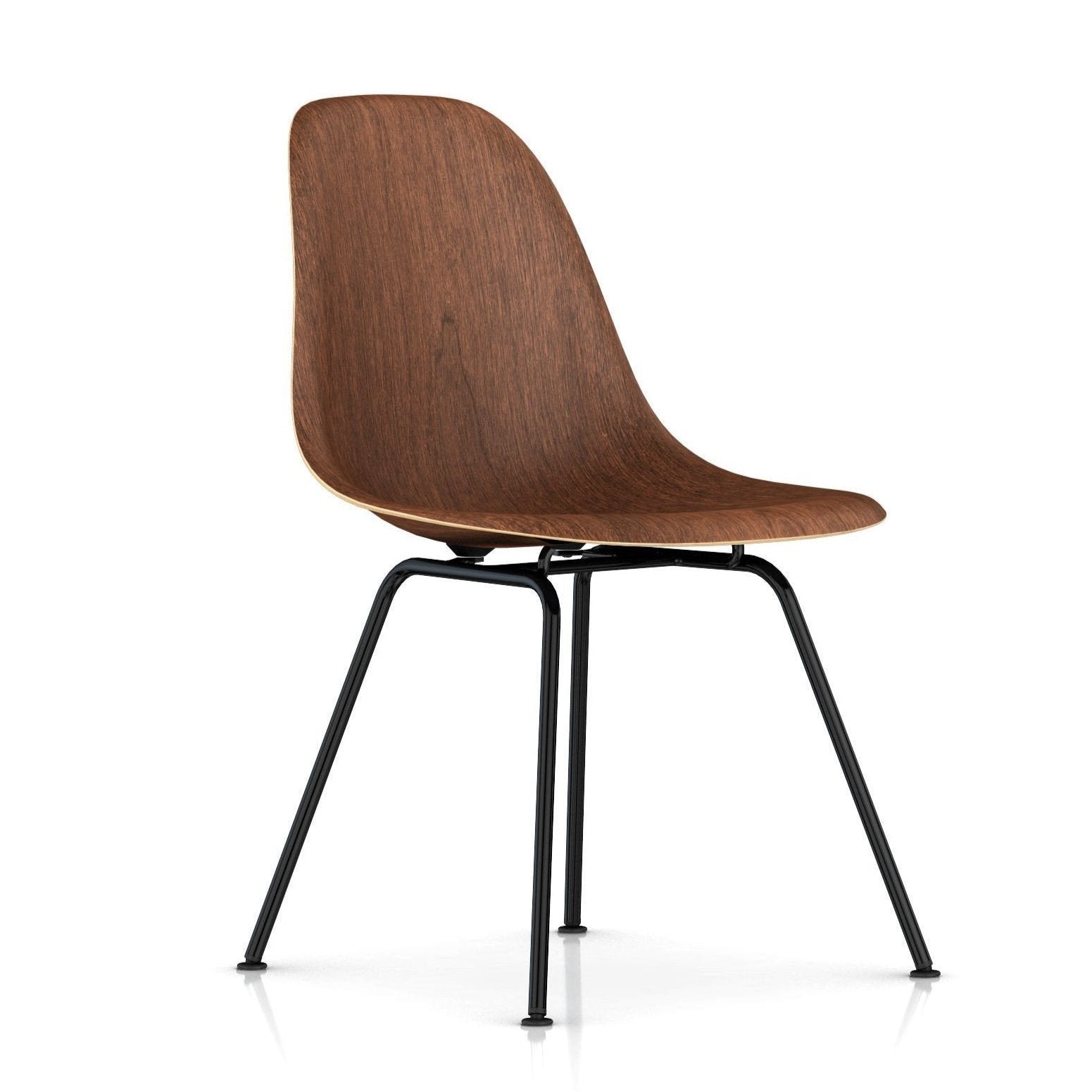 Eames Molded Wood Side Chair - 4-Leg Base Side/Dining herman miller Black Base Frame Finish Walnut Seat and Back Standard Glide