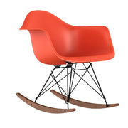 Eames Molded Plastic Armchair Rocker rocking chairs herman miller Black Base Frame Finish Solid Walnut Rocker Red Orange