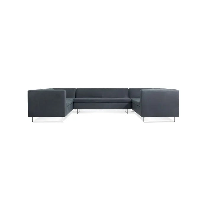 Bonnie and Clyde U-Shaped Sectional Sofa Sofa BluDot Ink Leather 
