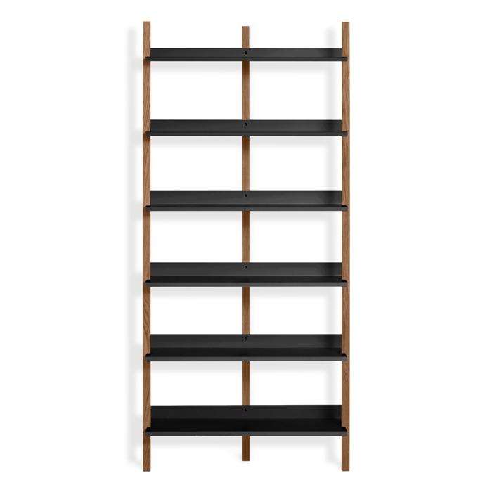 Browser Tall Bookcase Shelves BluDot Walnut / Oblivion 