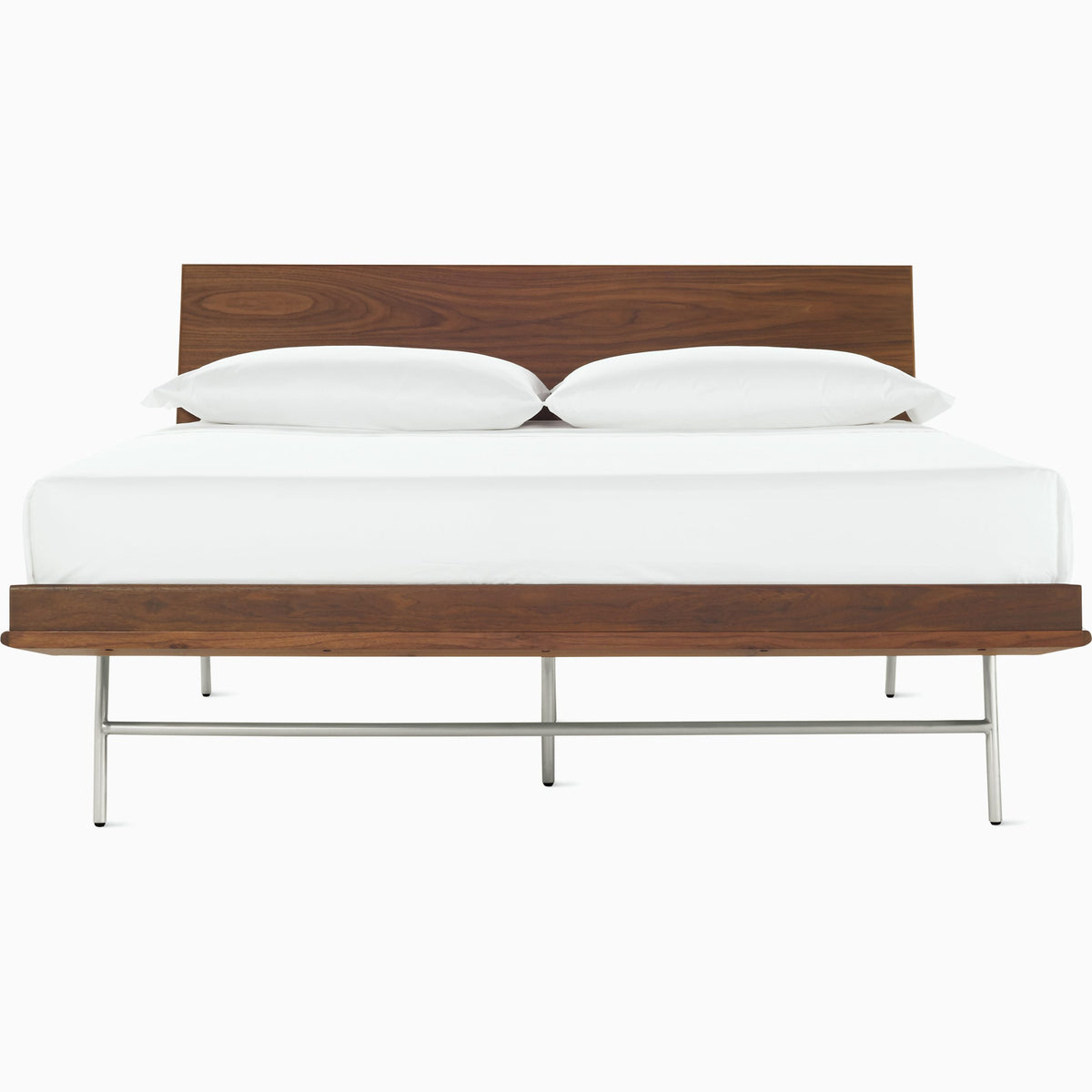 Nelson Thin Edge Bed - H Frame Legs Beds herman miller California King Size Veneer Headboard Walnut Frame