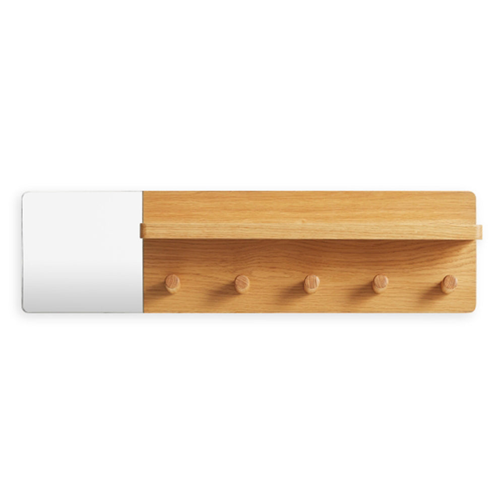 Candid Wall Shelf with Hooks Coat Hooks BluDot White Oak 