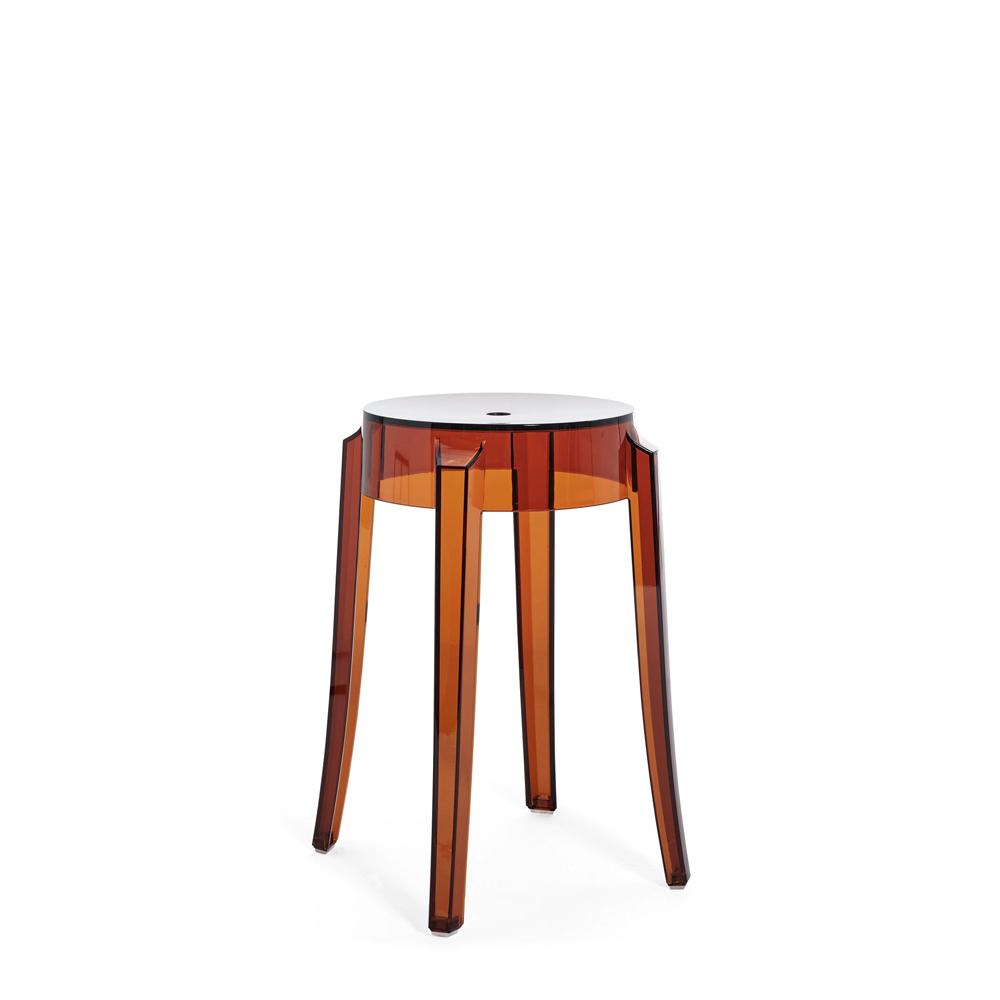 Charles Ghost Stool bar seating Kartell 18.1" Low Stool - Amber 