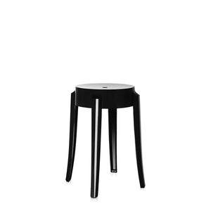 Charles Ghost Stool bar seating Kartell 18.1" Low Stool - Solid Glossy Black 