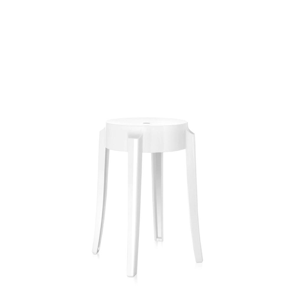 Charles Ghost Stool bar seating Kartell 18.1" Low Stool - Solid Glossy White 