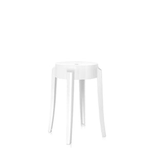Charles Ghost Stool bar seating Kartell 18.1" Low Stool - Solid Glossy White 
