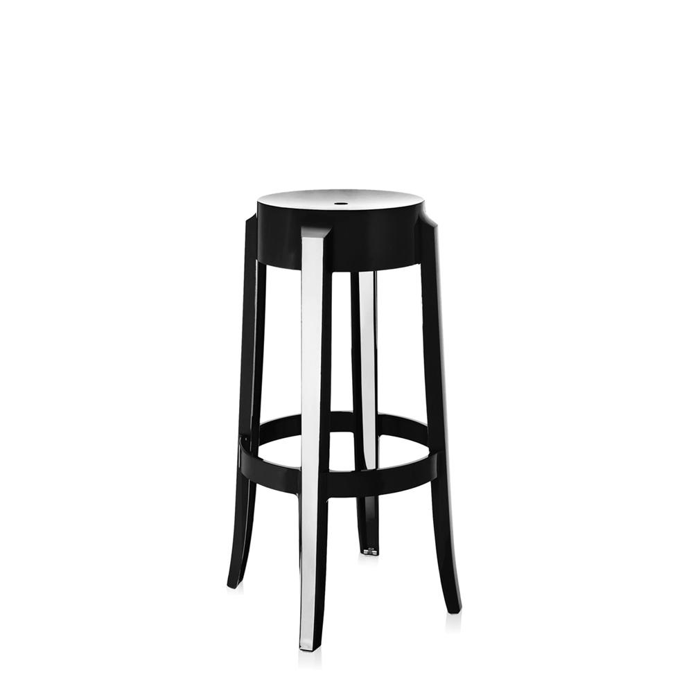 Charles Ghost Stool bar seating Kartell 29.5 Bar Stool - Solid Glossy Black 