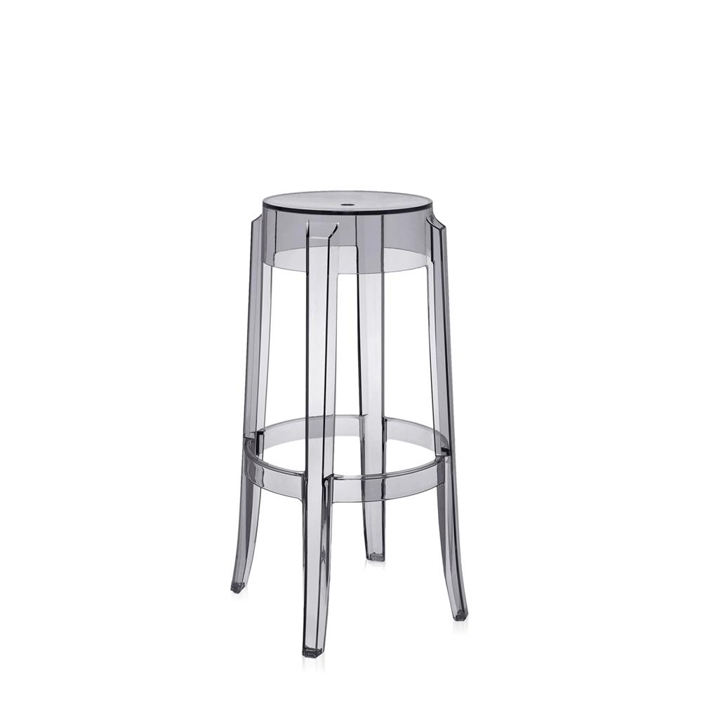 Charles Ghost Stool bar seating Kartell 29.5" Bar Stool - Transparent Smoke Grey 