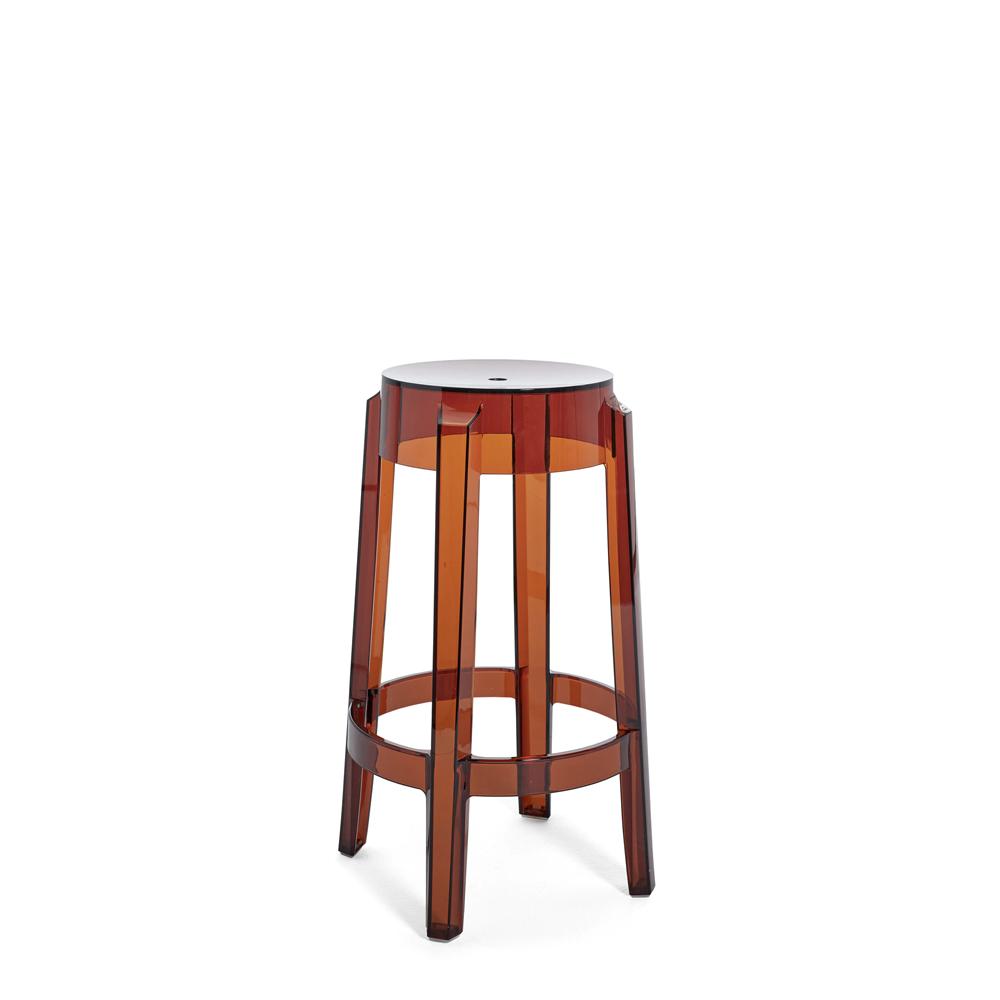 Charles Ghost Stool bar seating Kartell 25.6&quot; Counter Stool - Amber 