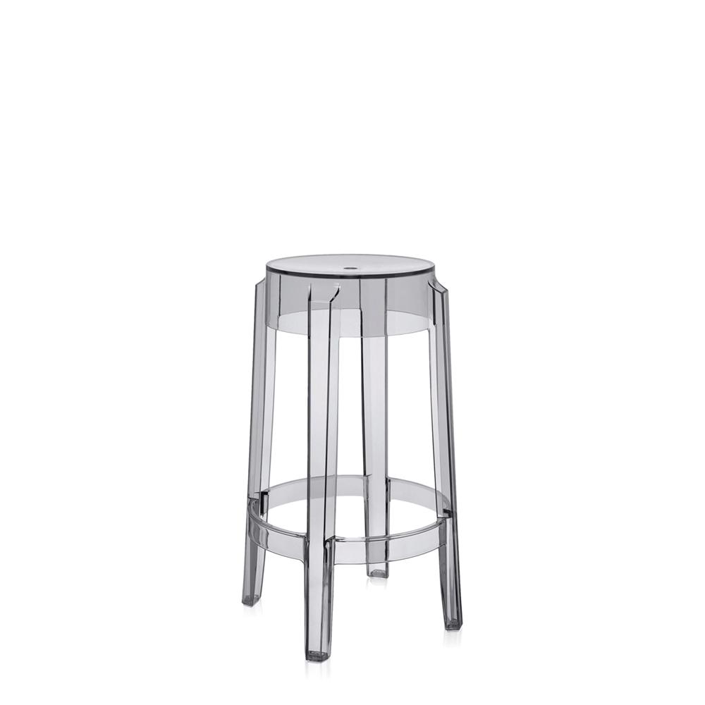 Charles Ghost Stool bar seating Kartell 25.6" Counter Stool - Transparent Smoke Grey 