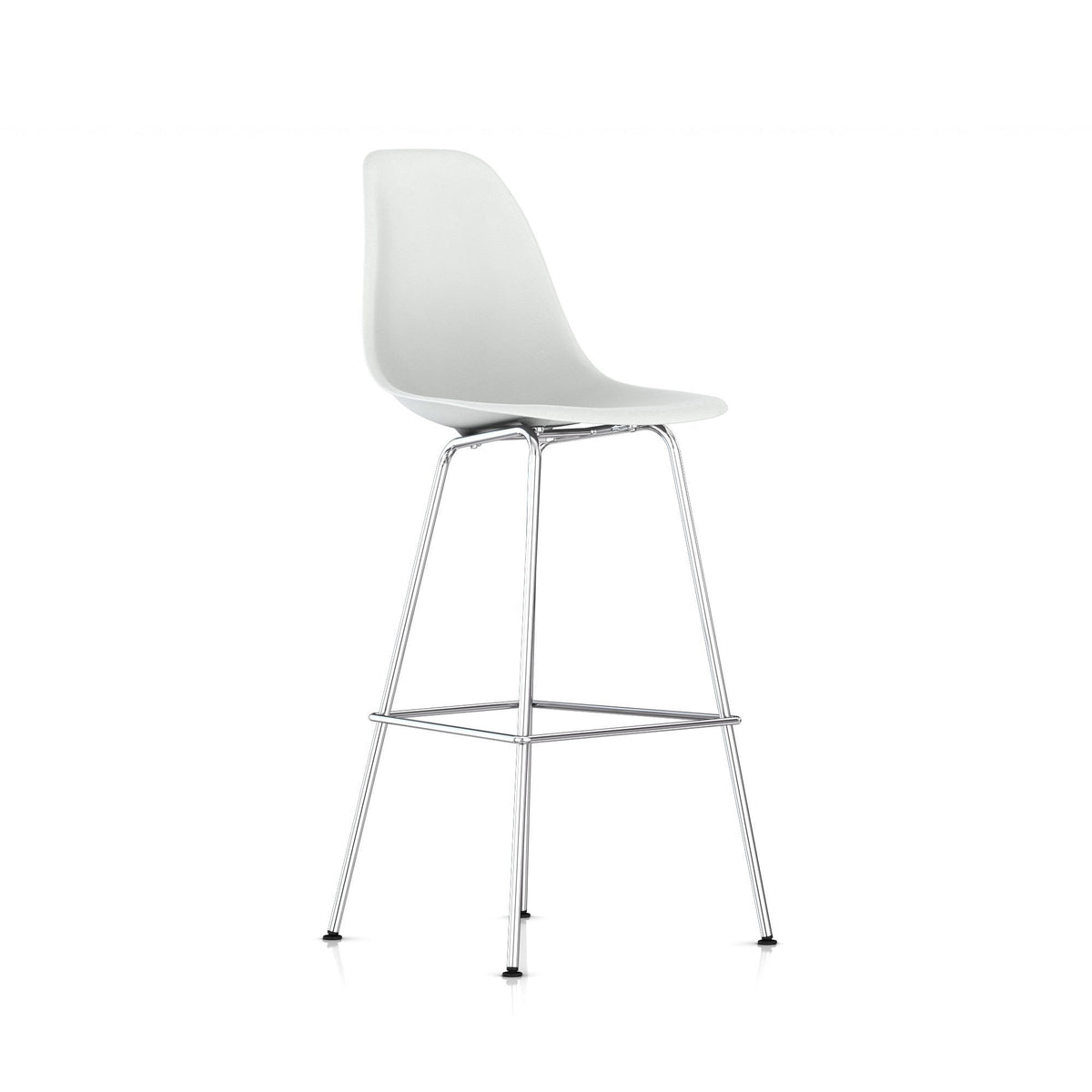 Eames Molded Plastic Bar Stool bar seating herman miller Trivalent Chrome Frame Finish + $40.00 Alpine Standard Glide