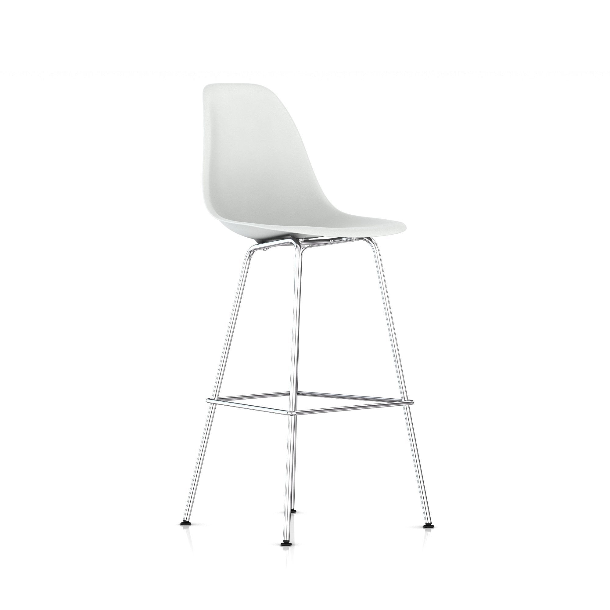 Eames Molded Plastic Bar Stool bar seating herman miller Trivalent Chrome Frame Finish + $40.00 Alpine Standard Glide