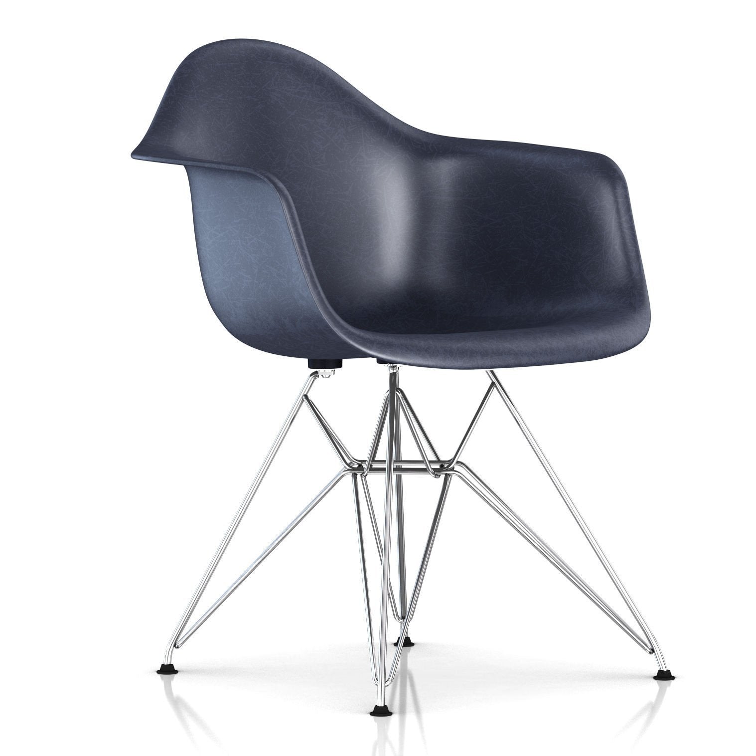 Eames Molded Fiberglass Wire Base Armchair Side/Dining herman miller Trivalent Chrome Base Frame Finish +$50.00 Navy Blue Seat and Back Standard Glide