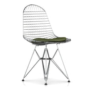 Eames Wire Chair-Leather Seat with Wire Back Side/Dining herman miller Olive Leather Glides with Felt Bottom 