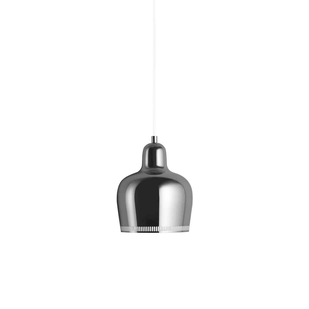 Golden Bell Savoy - A330S - Brass hanging lamps Artek Chromed Steel Shade/Inside White Coated/White Plastic Cable 