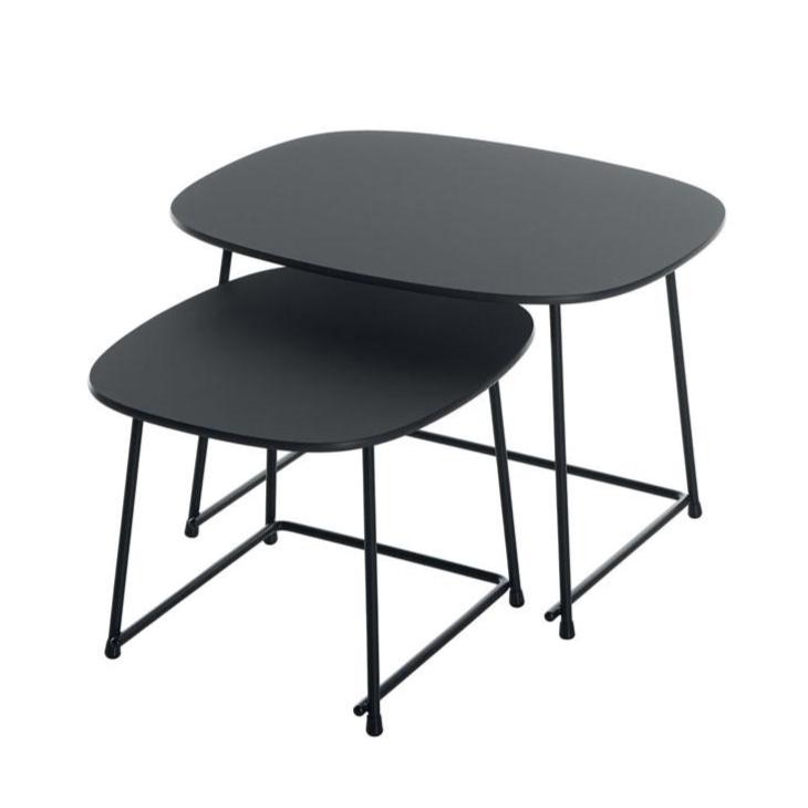 Cup Nesting Table Set Tables Plank Black tops - Black legs 