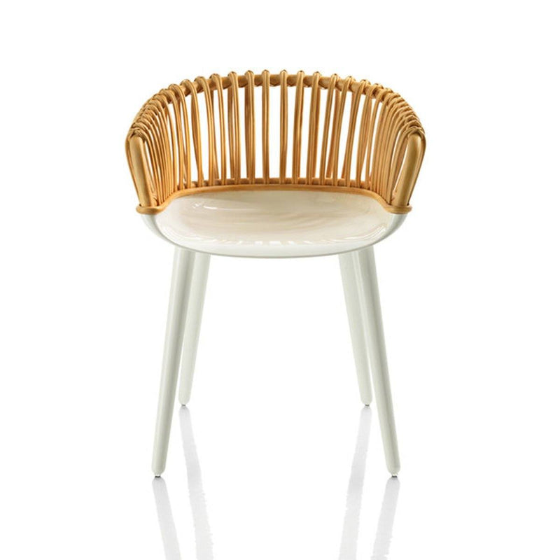 Cyborg Club Armchair With Wicker Back Side/Dining Magis glossy white legs / natural wicker back 