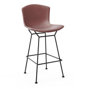 Bertoia Leather Covered Stool Stools Knoll Bar Height Dark Brown Leather Black