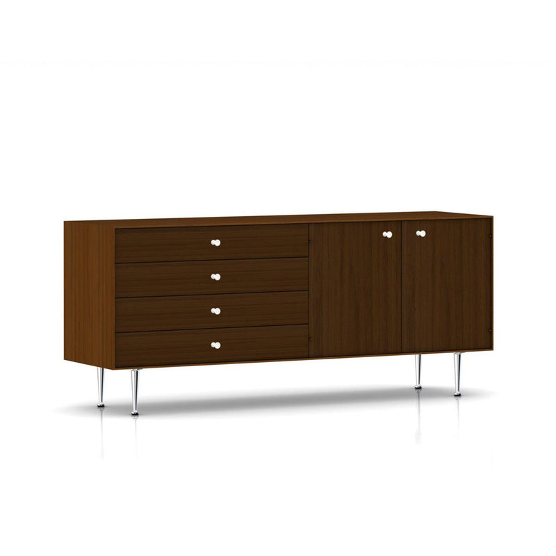 Nelson Thin Edge Buffet storage herman miller White Metal Pulls +$100.00 Walnut And Dark Brown Walnut Combination Case Finish +$359.00 Unfinished (Matte Black) Back
