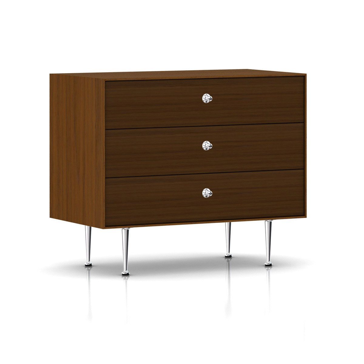 Nelson Thin Edge Chest storage herman miller 3 Drawer Chest Silver Aluminum Pulls Walnut And Dark Brown Walnut Combination Case Finish + $219.00